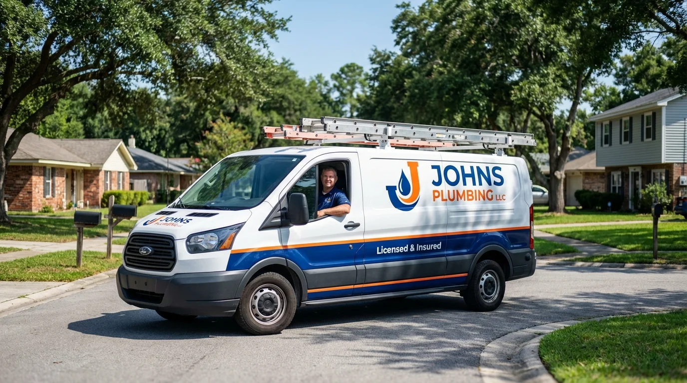 Johns Plumbing LLC service van in Lavonia, GA