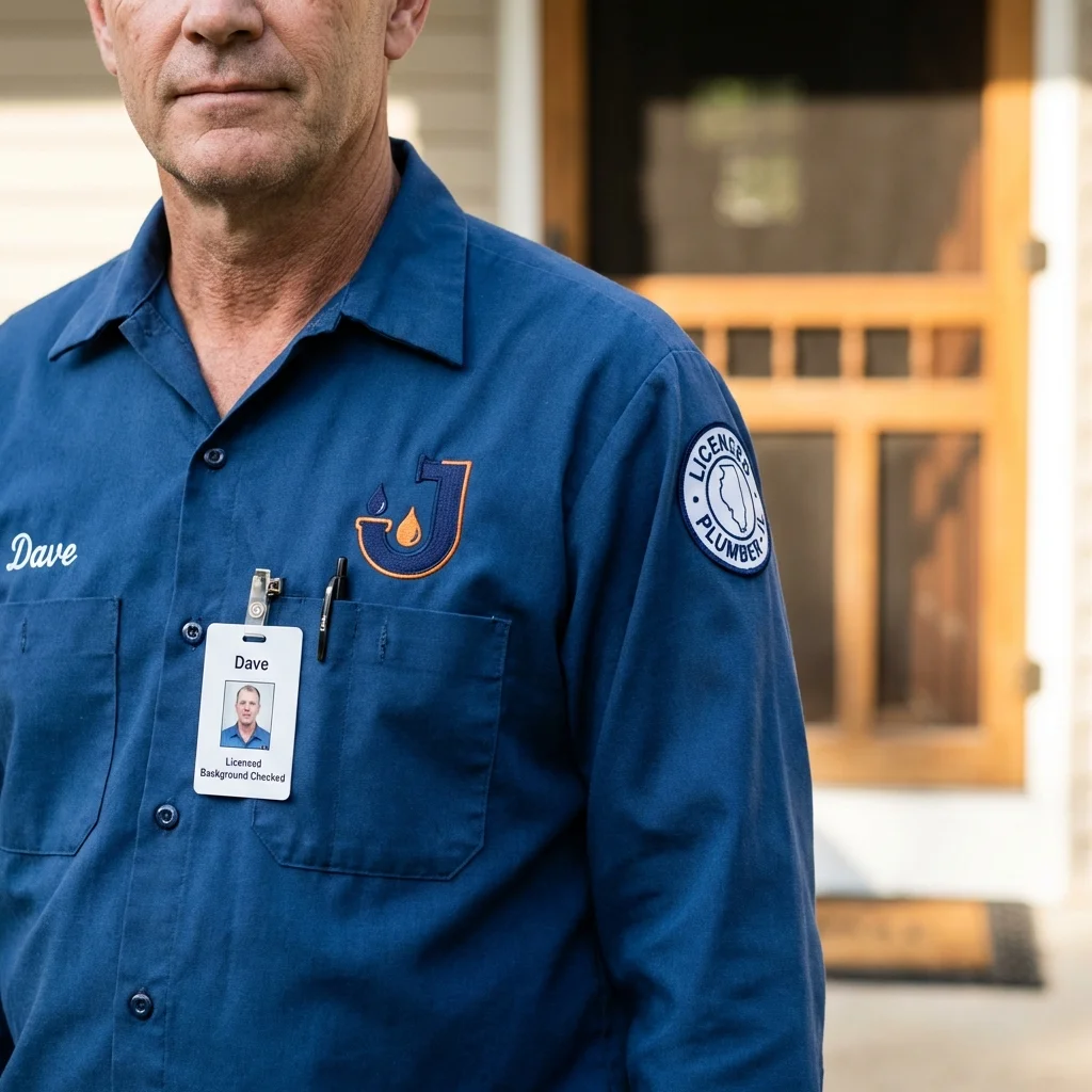 Licensed plumber showing ID badge in Lavonia, GA