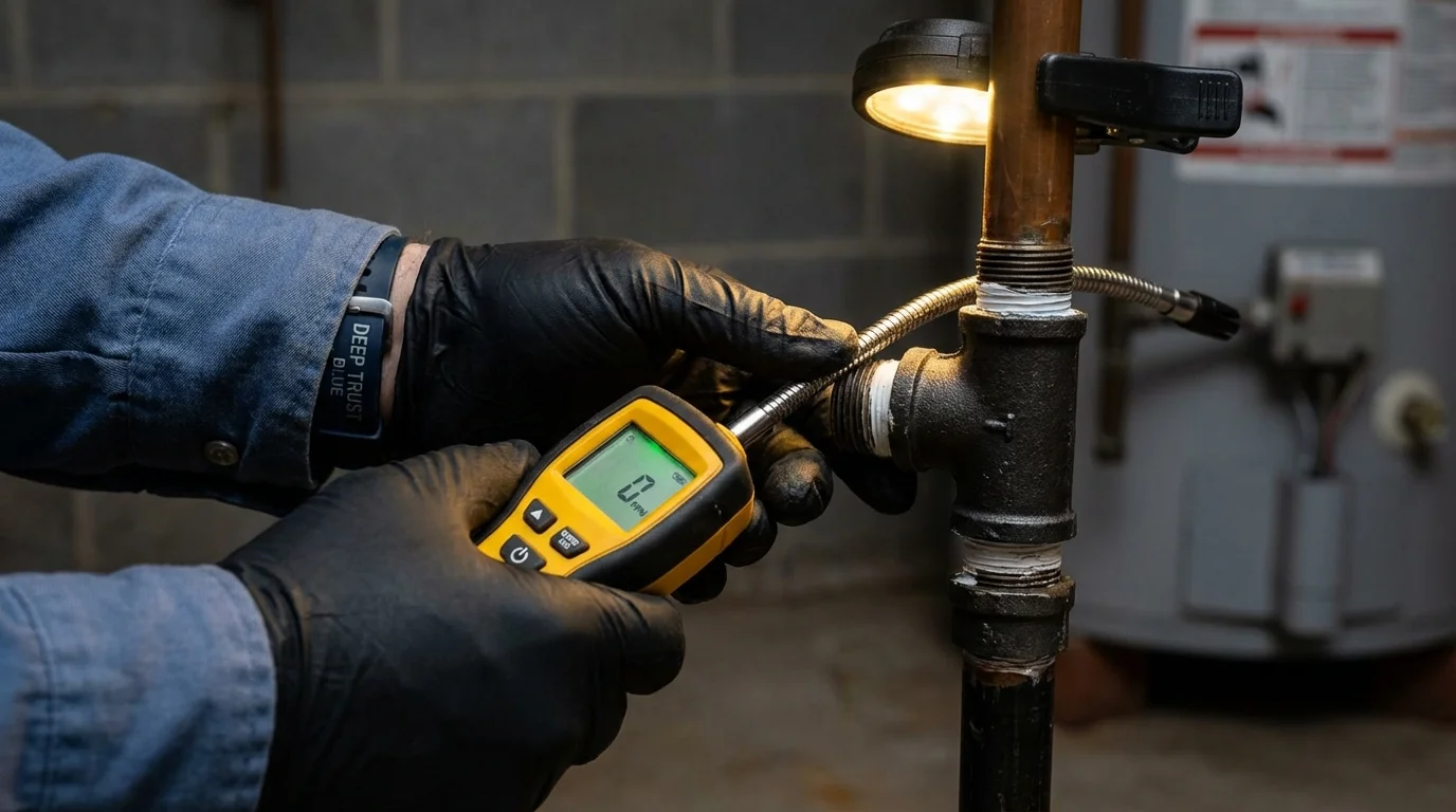 Gas leak detection with electronic sniffer by Johns Plumbing LLC in Lavonia