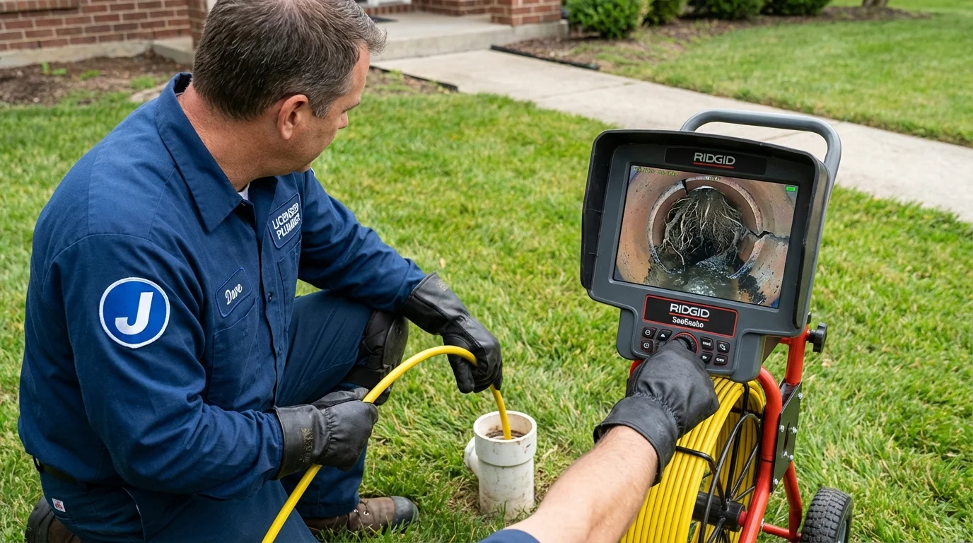 Sewer camera inspection being performed by Johns Plumbing LLC in Lavonia