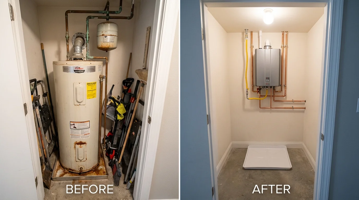 Tank water heater versus wall-mounted tankless unit comparison for Lavonia, GA homeowners