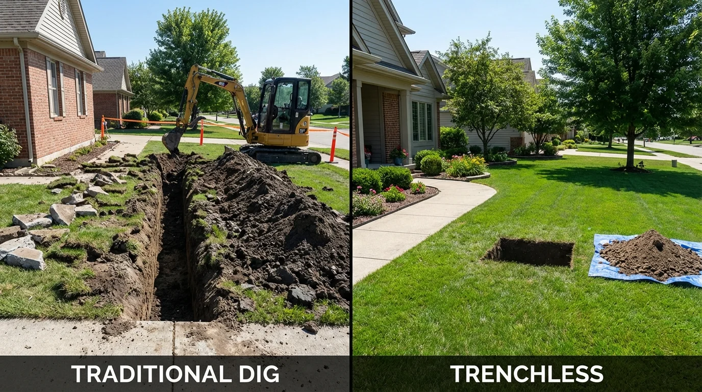 Trenchless sewer repair with minimal yard damage versus traditional excavation in Lavonia, GA